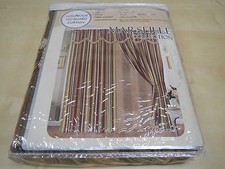 One - 60'' Wide by 84'' Long Luxurious Jacquard Curtain Panel - Gold Stripe