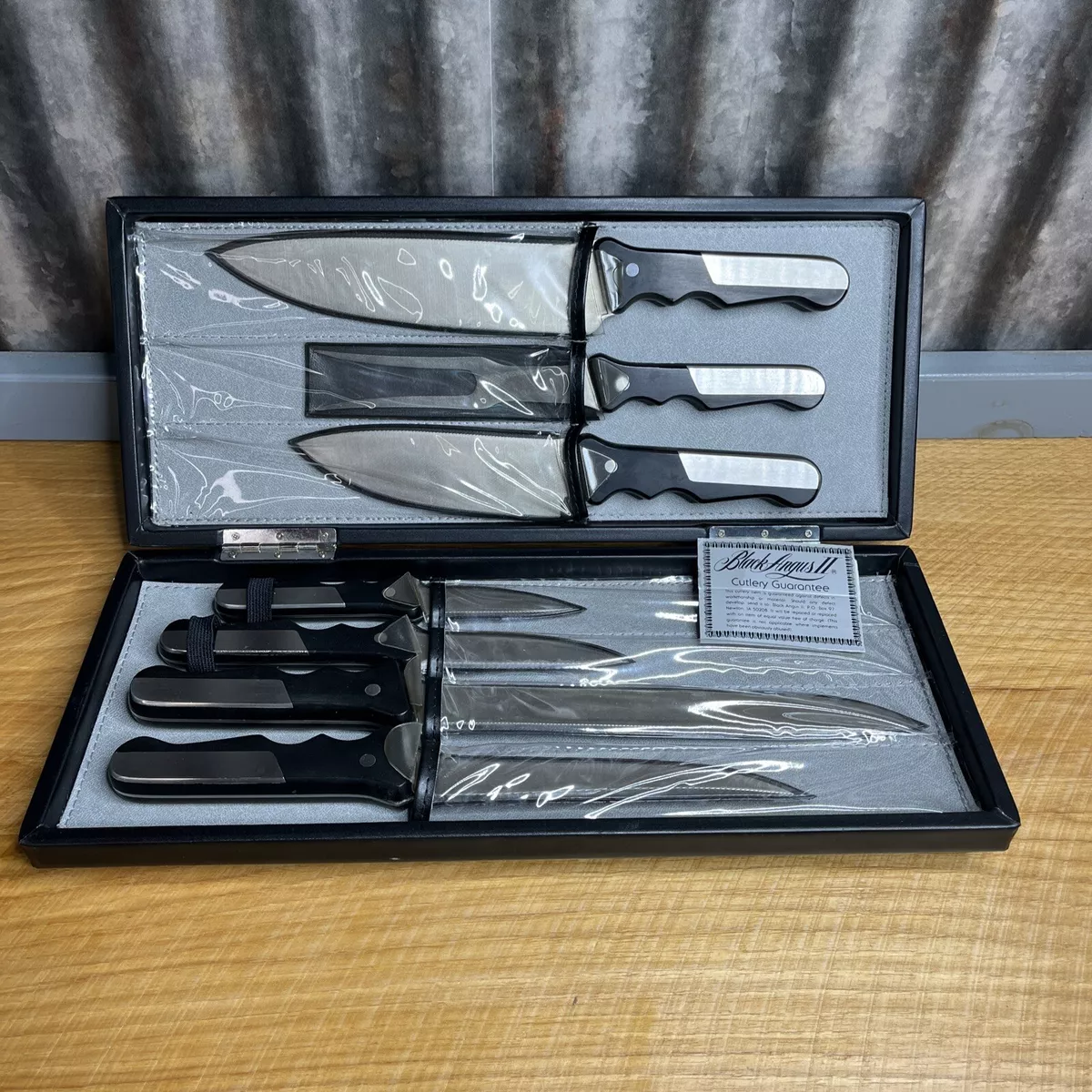 Black Angus II Cutlery Knife Set Of 7 Kitchen Cook Utensil Stainless W/case