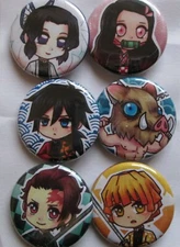 SMALL Anime Inspired 1.25 Inch Pinback BUTTON Sets of 6 Assorted