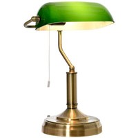 HOMCOM Banker's Desk Lamp with Antique Bronze Tone Base, Table Lamp Green