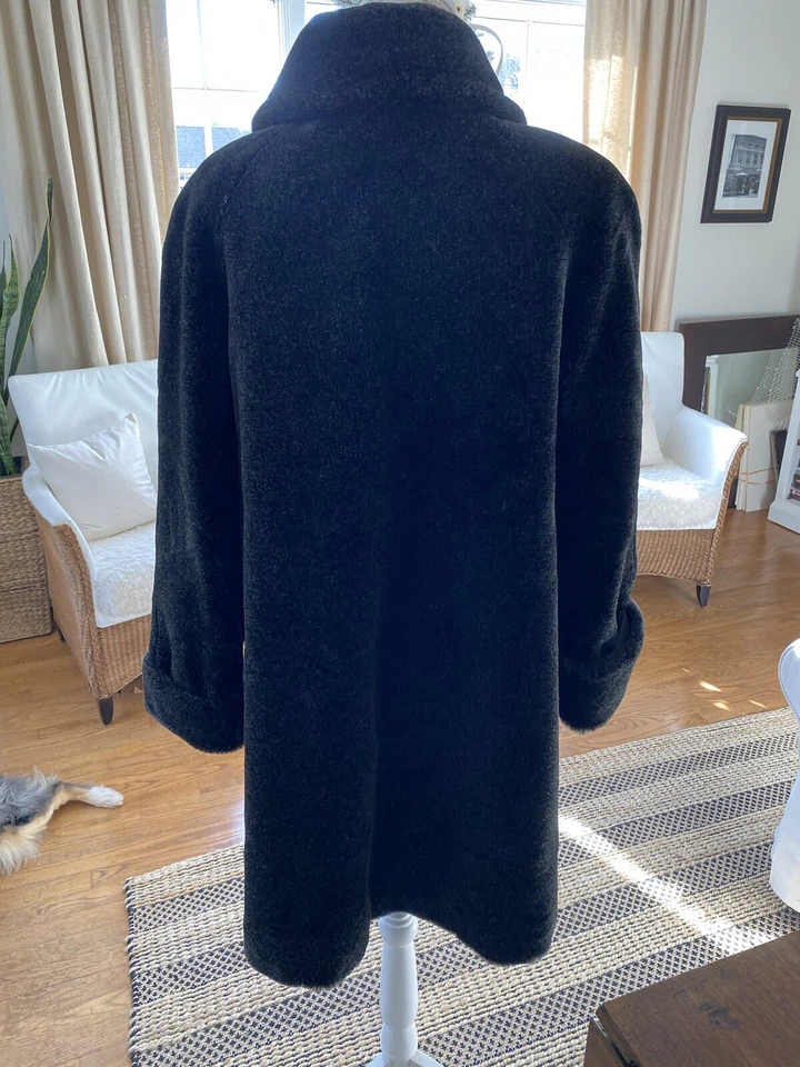 AR Bernardo Negro Gris Atigrado Oso de Peluche Difuso Imitación Piel Abrigo Chaqueta Talla Grande M Foto 4 de 4