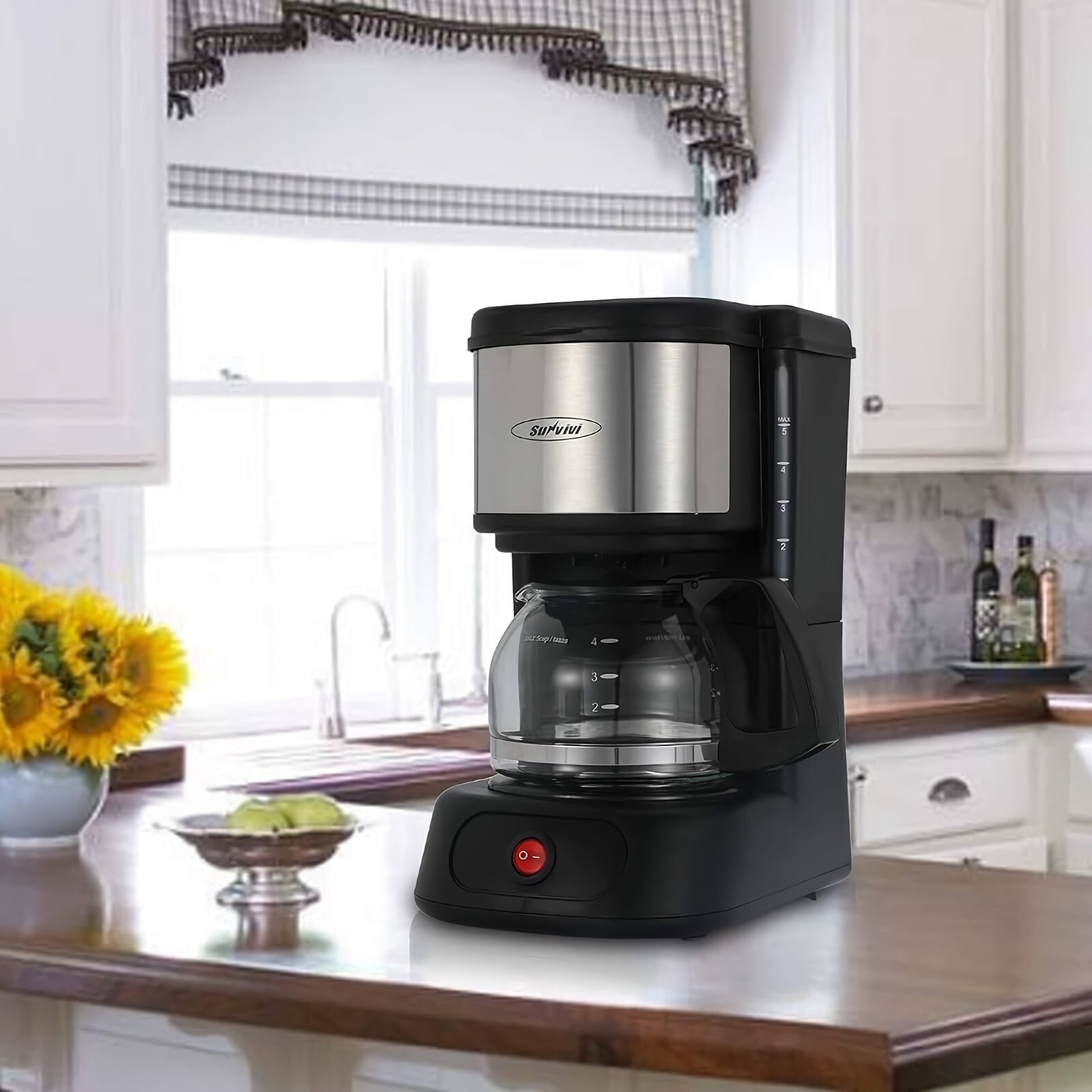SUNVIVI 5 Cup Coffee Maker, Drip Coffee Machine with Glass Carafe - YD011