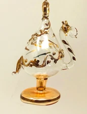 Vintage Clear Blown Glass Gold Detailed Magical Dragon Lamp Hanging Ornament 4"