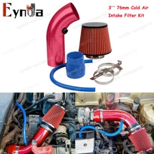 Red Car Cold Air Intake Filter Induction Kit Pipe Power Flow Hose System & 76mm