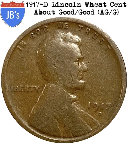 1917-D Lincoln Wheat Cent Penny Good/Very Good (G/VG)