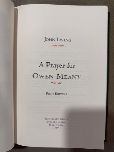 Franklin Library A Prayer for Owen Meany - John Irving SIGNED 1st Edition - Picture 3 of 7