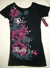 Hostility Clothing Juniors Braided V Neck Fitted Tee SEXY AUTHENTIC CLOTHING