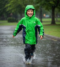 The North Face Hyvent Jacket Boys 10/12 Medium Green Black Windbreaker Coat GUC