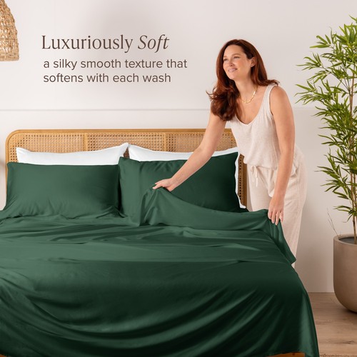 Bare Home 100% Rayon Made from Bamboo Sheet Set Deep Pocket Breathable Sheets - Picture 58 of 126