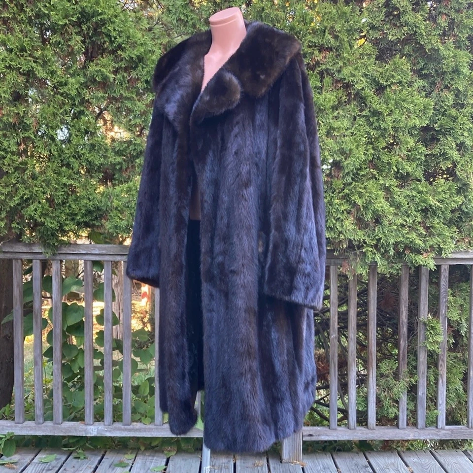 Abrigo largo vintage de piel de visón para mujer talla L Foto 2 de 4