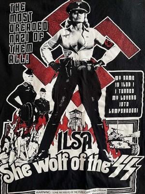 Ilsa she wolf of the SS shirt banned video nasty shirt  very hard to find large