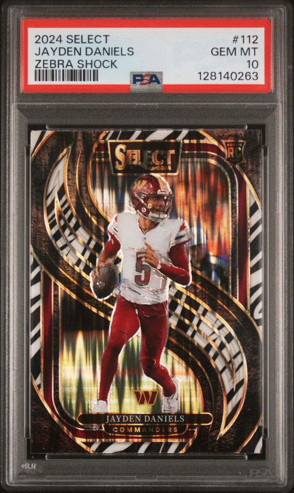 2024 Select Jayden Daniels Zebra Shock #112 Premier Level RC PSA 10!