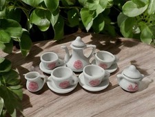 Vintage Miniature White China Doll Ceramic Tea Set