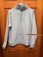 Eddie Bauer Women  s Light Blue Quarter-Zip Pullover Sz L. NWT