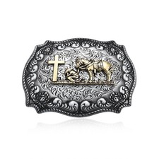 Retro Celtic Cross Horse Belt Buckle Cowboy Western Religious Christmas Gift