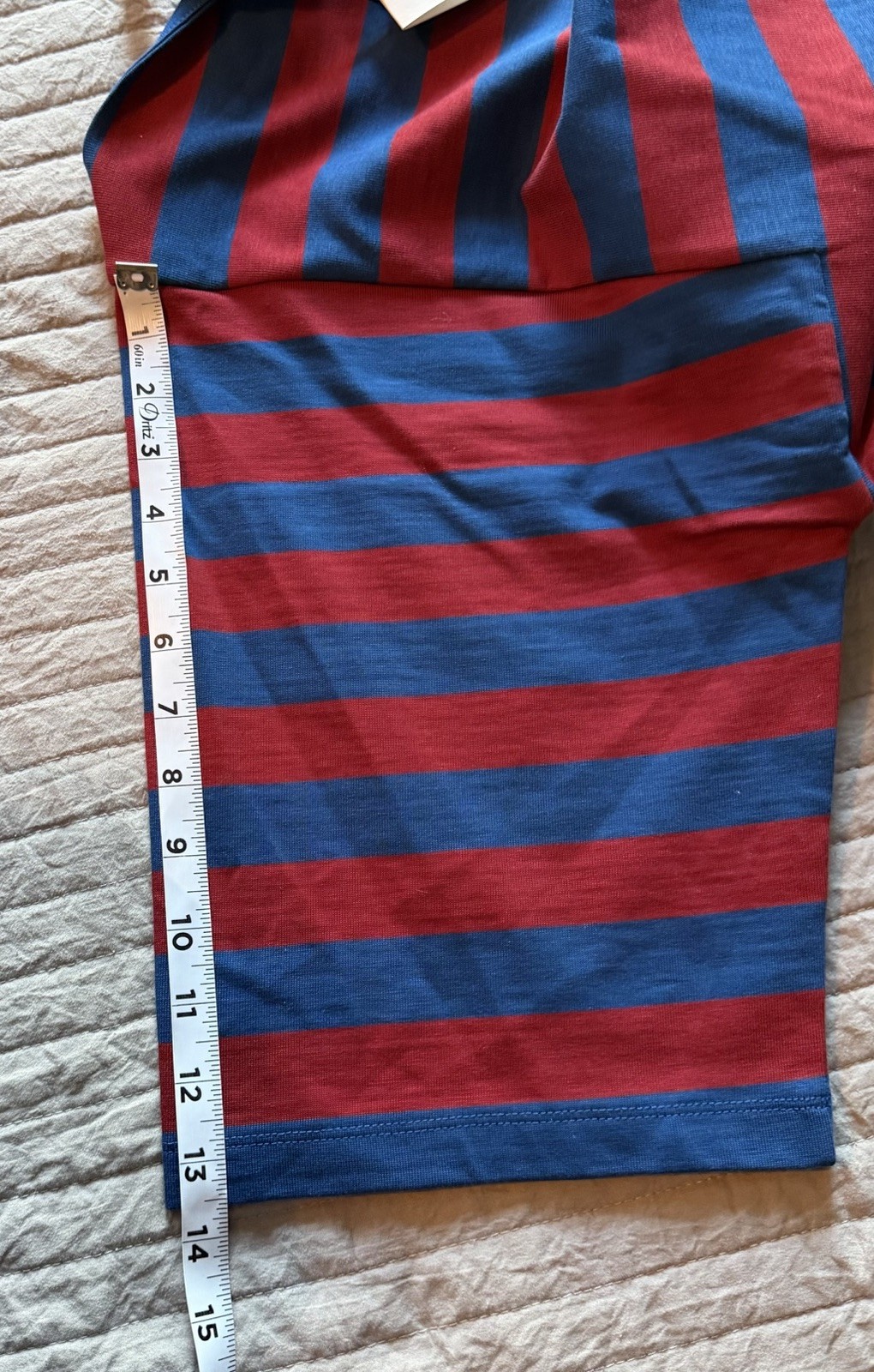 Tory Burch NWT Jersey Stripe Midi Dress Large Navy/Burgundy Logo Belt Stretch thumbnail 11