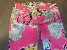 Lilly Pulitzer Kelly Skinny Ankle Pants Swept By The Tides Sz 0 Pink Floral