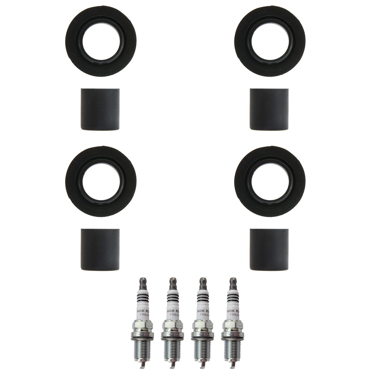 NGK 4 Ruthenium HX H. I. Spark Plugs 4 Coil Boots Kit for Honda CSX RSX Element
