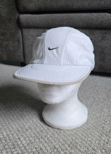 Vintage Nike Hat Cap Strap Back White Mesh Tailwind 7 Panel Running Cycling