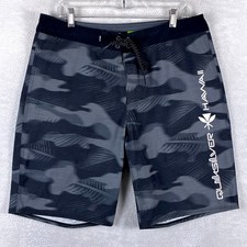 Quicksilver Highline Board Shorts Mens 34 Gray Black Camo Hawaii Beach Surf Y2K