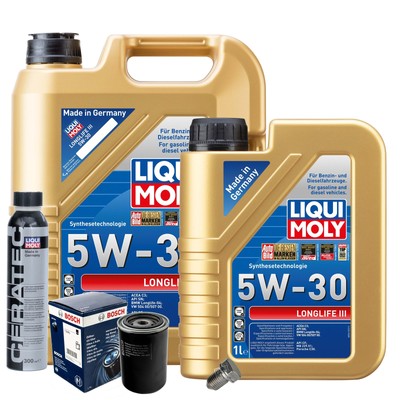 Motoröl 5W30 LIQUI MOLY Longlife Iii 6L+BOSCH Ölfilter+Cera Tec+Ölablassschraube