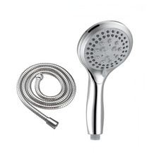 High Pressure Shower Head 5-Settings Spray Handheld Chrome ABS With 5 FT Hose