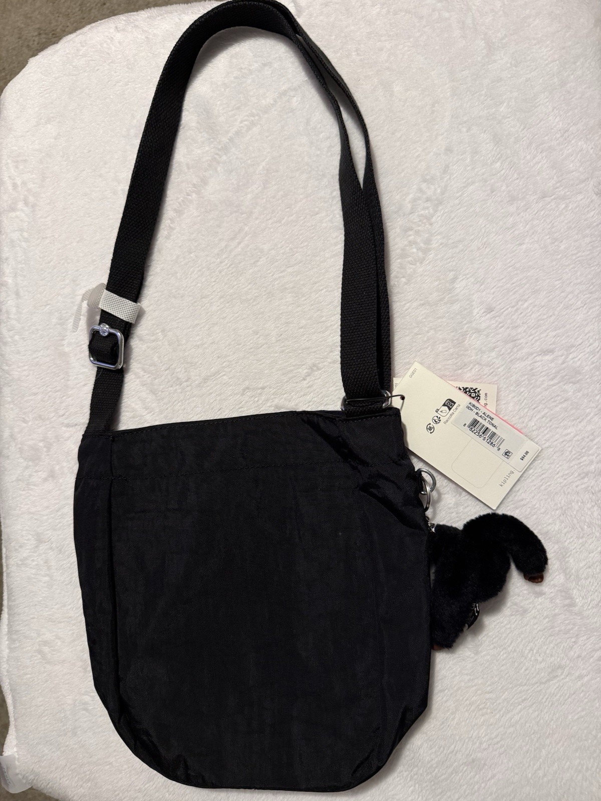 Kipling Alene Black Tonal Live Light Drawstring Crossbody Black NWT image 2