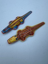 Vintage Tin Alligator Clicker Noise Maker Toys Metal Set Of 2