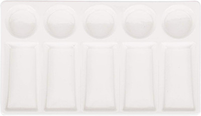 Vanenjoy 10 Wells White Rectangle Ceramic Artist Paint Palette,Porcelain Waterco