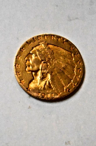 1911 $2.50 Dollar United States Indian Head Quarter Eagle Gold Coin $2 1/2