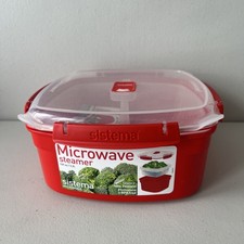 Sistema Microwave Large Steamer with Removable Steamer Basket 3.2 L Red/Clear