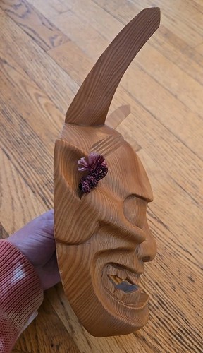 Vintage Japanese Wooden Mask Hannya Demon Ogre Kagura Kabuki - Picture 7 of 13