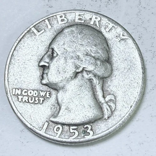 1953 D Washington Quarter 90% Silver Circulated Coin Free Shipping #7632