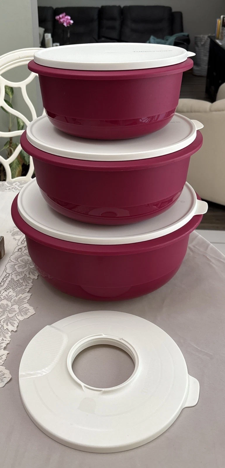 Tupperware Ultimate 7 Piece Mixing Bowls Set 3.5L 6L 9.5L w/ Seals Radish Pink
