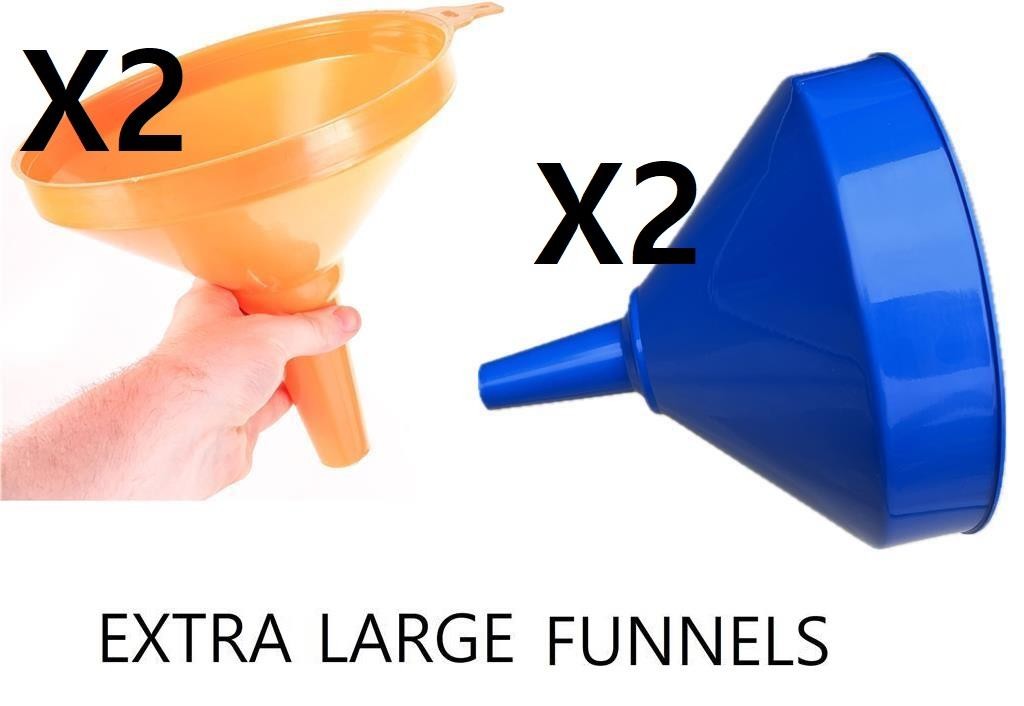 4x Large Funnel Extra Large 245 + 200mm Oil Petrol Diesel Water Transfer Liquids