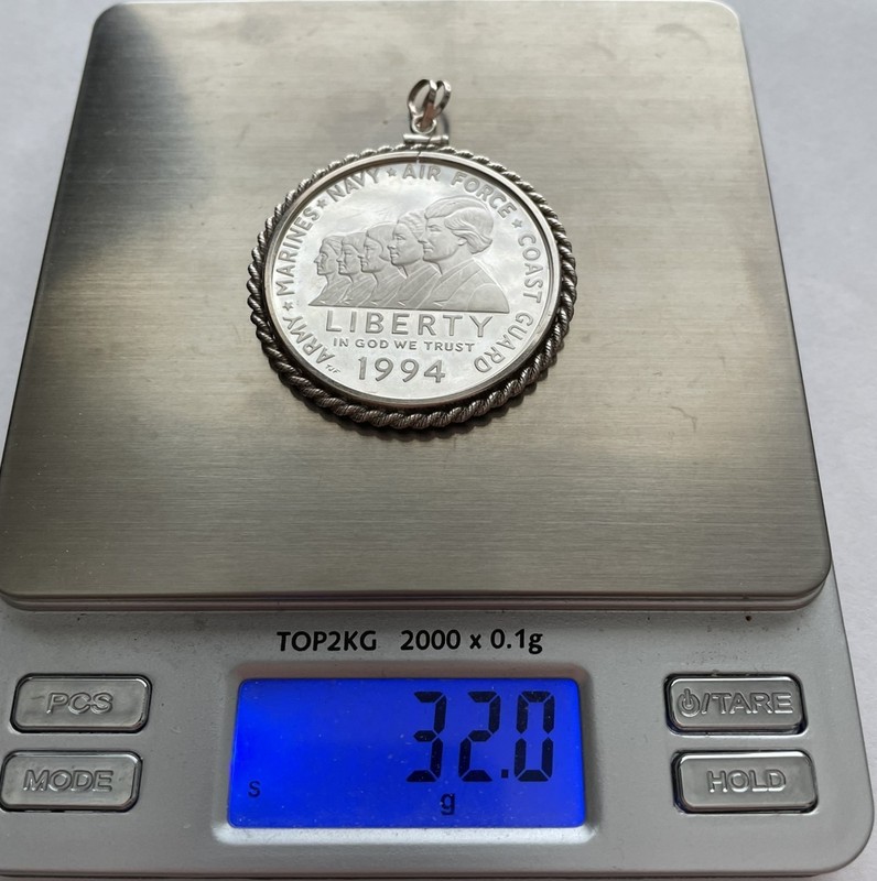 1994 Women in the Military Silver Dollar (in Sterling Silver Bezel)
