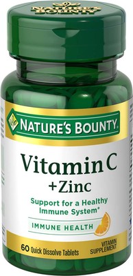 Nature's Bounty Vitamin C Plus Zinc 250mg 60 Count Immune Support Tablets