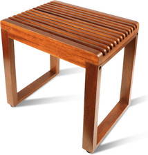 15.7'' Compact Teak Shower Stool, Solid Wood Spa Bench for Walk-In Shower Wate