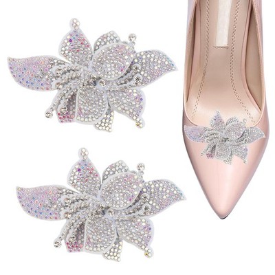 Bling Silver Rhinestone Decorative Women's Shoe Accessories 2 PCS Clips