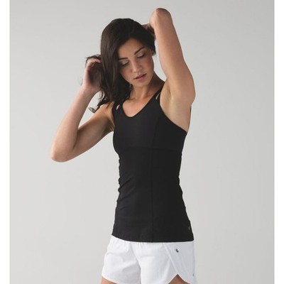 LULULEMON Women's Happy Strappy Tank Size 6 Black Stretch Yoga Lightweight 