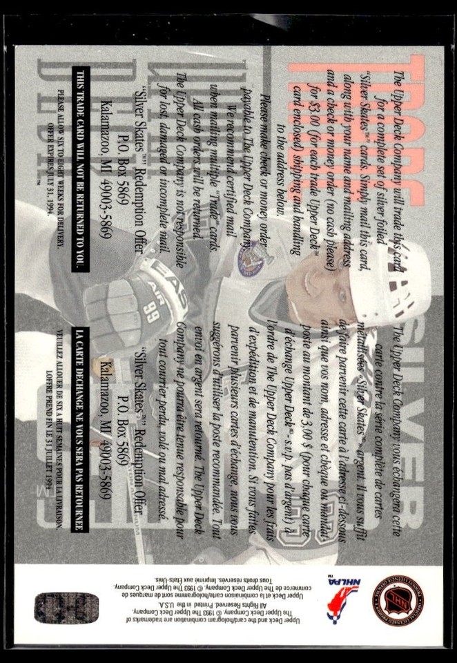 1993-94 Wayne Gretzky Upper Deck Silver Skates Trade Silver #99 | eBay