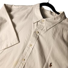Mens White Polo Ralph Lauren Short Sleeve Button Down Shirt Pony Logo Size XL