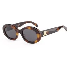 Celine Triomphe CL40194U 53A Triomphe Oval Women Sunglasses Havana Gold Grey