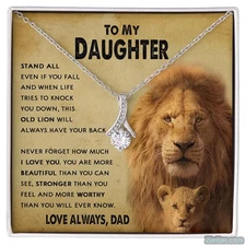 To My Daughter Lion Necklace, Birthday Jewelry Gift from Dad, I Love You Always