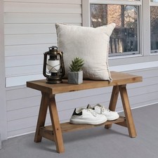 Solid Wood Bench 30" Farmhouse Entryway Bench Living Dining Room Rustic Storage