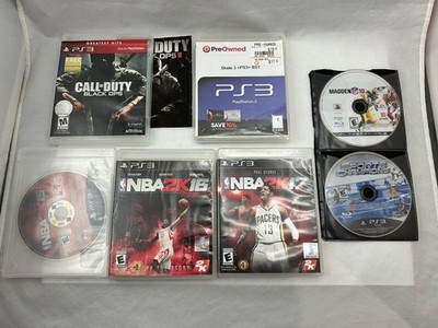 PS3 PlayStation 3 - 7 Game Bundle - Skate 3 COD Black Ops NBA2K Madden More