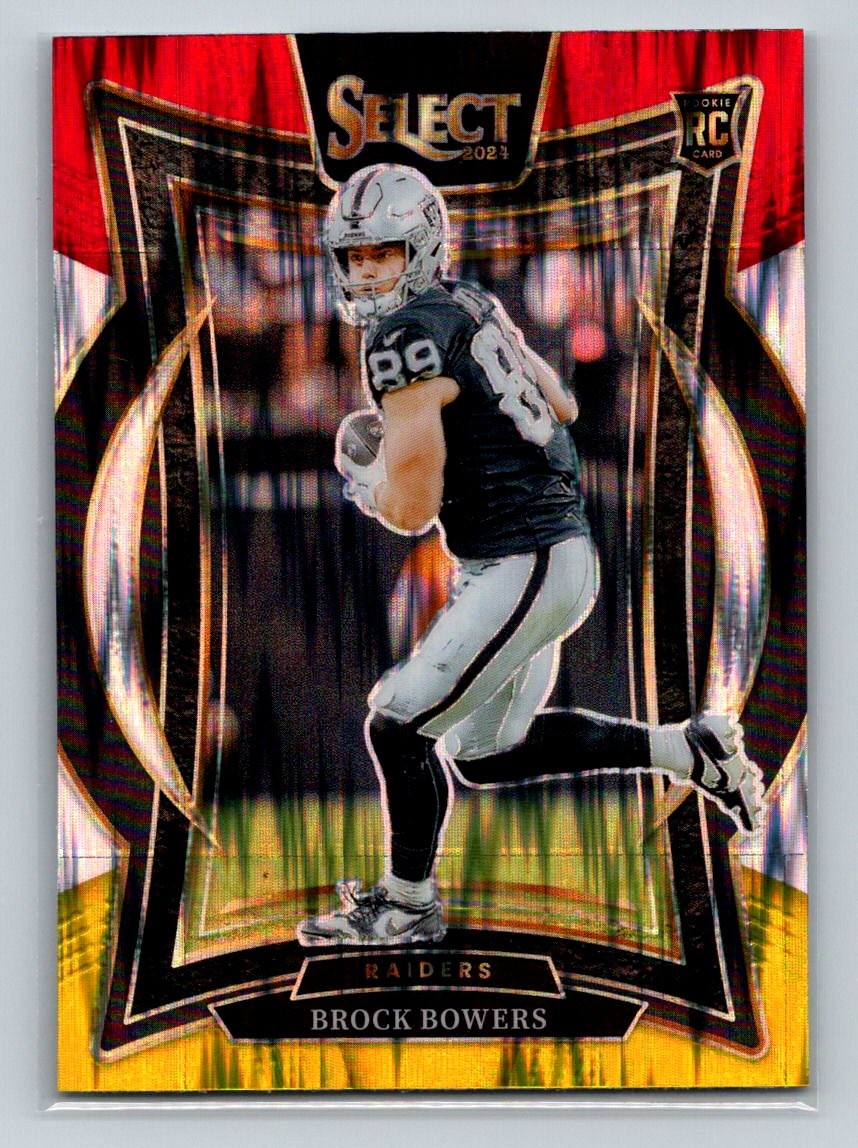 2024 Panini Select #31 Brock Bowers Red & Yellow Prizm Shock