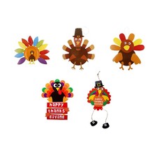 5 Pcs Diy Turkey Hanging Thanksgiving Yard Hanger Decorations Outdoor