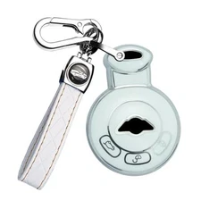 ontto Silver Edge Key Cover Keyless Entry Smart Remote Key white Long Keychain