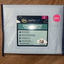 SertaRest Chill Nights Cooling KING Sheet Set NEW BLUE 4-Pieces Super Soft